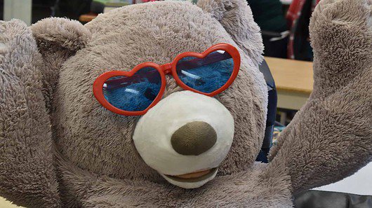 Teddy bear sweetheart with heart sunglasses